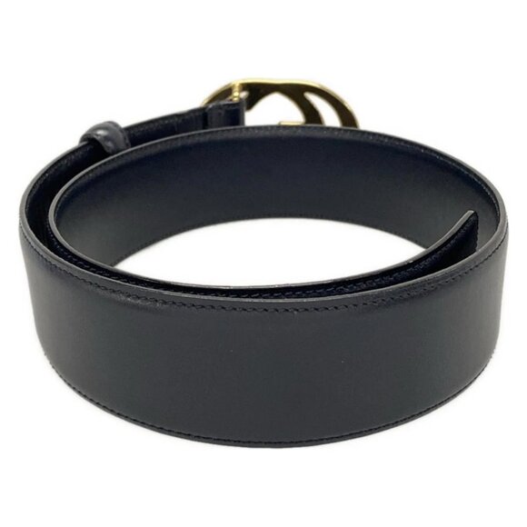 GUCCI Interlocking G - Dark Navy Gold Leather Hardware Belt 213-082925 - Picture 2 of 7